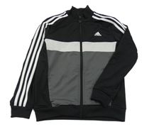 Černo-šedo-bílá propínací sportovní mikina s logem Adidas