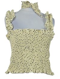 2set - Dámský béžový puntíkovaný žabičkový crop top + mašle Shein 