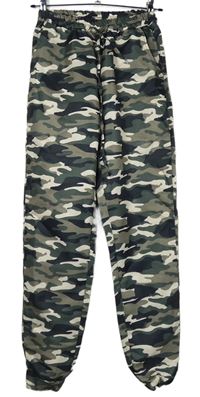 Dámské tmavomodro-khaki army cuff kalhoty 
