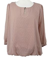 Dámská starorůžová puntíkovaná šifonová balonová halenka Soon 