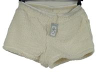 Nové - Dámské smetanové huňaté pyžamové kraťasy Primark 