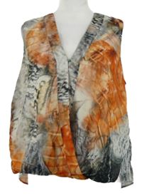 Dámská šedo-oranžová vzorovaná šífonová halenka H&M