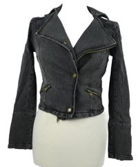 Dámský tmavošedý riflový crop křivák 