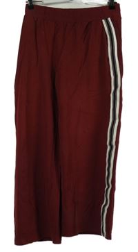 Dámské vínové teplákové kalhoty s pruhy Papaya 