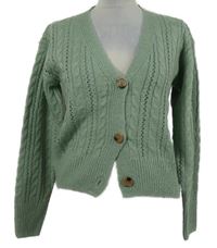 Dámský světlezelený ažurový crop propínací svetr Beloves 