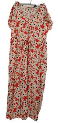 Dámský červeno-bílý květovaný kalhotový culottes overal New Look 