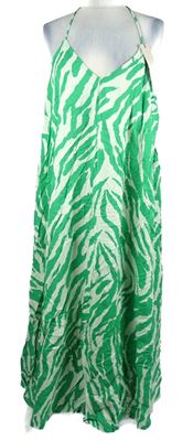 Nové - Dámské zeleno-světlezelené vzorované dlouhé šaty Roman 