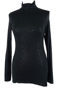 Dámské černé třpytivé triko s rolákem Pour Moi 