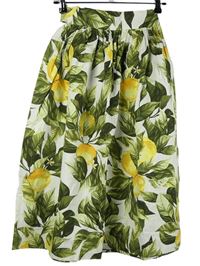 Dámská bílo-zeleno-žlutá midi sukně s citróny H&M