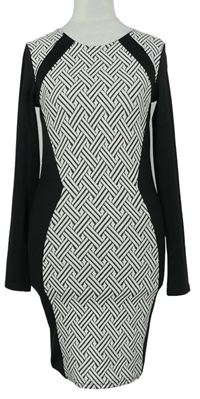 Dámské černo-bílé vzorované pletené šaty H&M