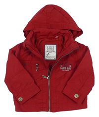 Červená šusťáková jarní bunda s nápisem a kapucí C&A