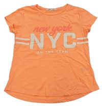 Neonově oranžové tričko s nápisem zn. H&M