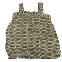 Bílo-khaki-růžové vzorované šaty