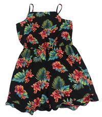 Černý květinový kraťasový overal Primark