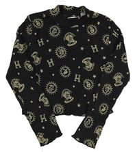 Černé žebrované crop triko s obrázky Harry Potter H&M