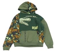 Khaki-army mikina s dinosaurem a kapucí M&S
