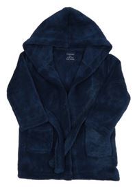 Tmavomodrý chlupatý župan s kapucí Primark