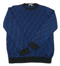 Černo-modrý vzorovaný svetr M&S