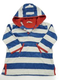 Modro-bílý pruhovaný froté župan s kapucí John Lewis