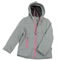 Světlešedo-neonově růžová softshellová bunda s kapucí C&A