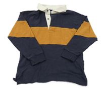 Tmavomodro-medová slabší mikina s límečkem Next