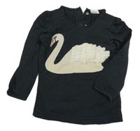 Tmavošedé triko s labutí H&M