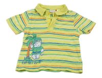 Žluto-barevné pruhované polo tričko s obrázkem Berti