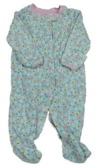 Mintový overal s květinami a včelami 