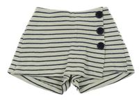 Modro-smetanové pruhované sukňové kraťasy Zara