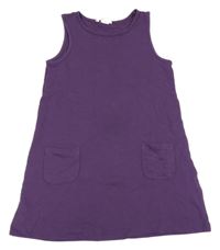Švestkové laclové teplákové šaty s kapsami H&M