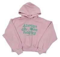 Růžová mikina se smajlíky a kapucí H&M
