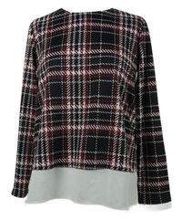 Dámská černo-červeno-bílá kostkovaná halenka se šifonem Paco Boutigue