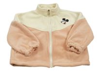Růžovo-bílá fleecová propínací mikina s Mickey mousem