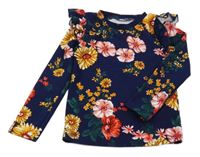 Tmavomodré květované triko