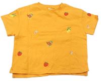 Oranžové mikinové tričko s kytičkami Next