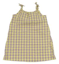 Lila-citronové kostkované krepové šaty Nutmeg
