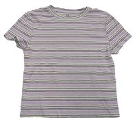 Lila-bílo-černé pruhované žebrované crop tričko H&M