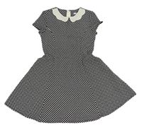Černo-bílé puntíkaté šaty s límečkem M&S