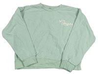 Světlemátová crop oversized mikina s nápisy a raketami Matalan 
