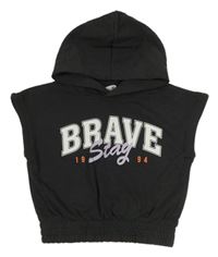 Antracitová tepláková vesta s nápisem a kapucí zn. H&M