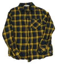 Tmavomodro-žlutá kostkovaná košile H&M