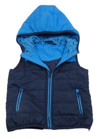 Modro-tmavomodrá šusťáková zateplená vesta s kapucí Impidimpi
