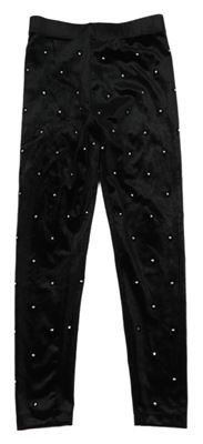 Černé sametové legíny s kamínky Dunnes stores