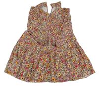 Bílo-barevné květované šaty s límečkem F&F