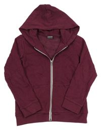Vínová propínací mikina s kapucí 