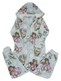 Světlemodrá chlupatá kombinéza s Frozen a kapucí Disney