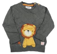 Tmavošedý svetr s lvíčkem F&F