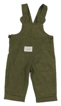 Khaki lehké laclové manšestráky s nášivkou Shein