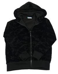 Černá army plyšová propínací mikina s kapucí 