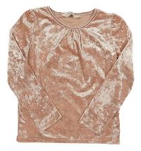 Světlerůžové sametové triko H&M